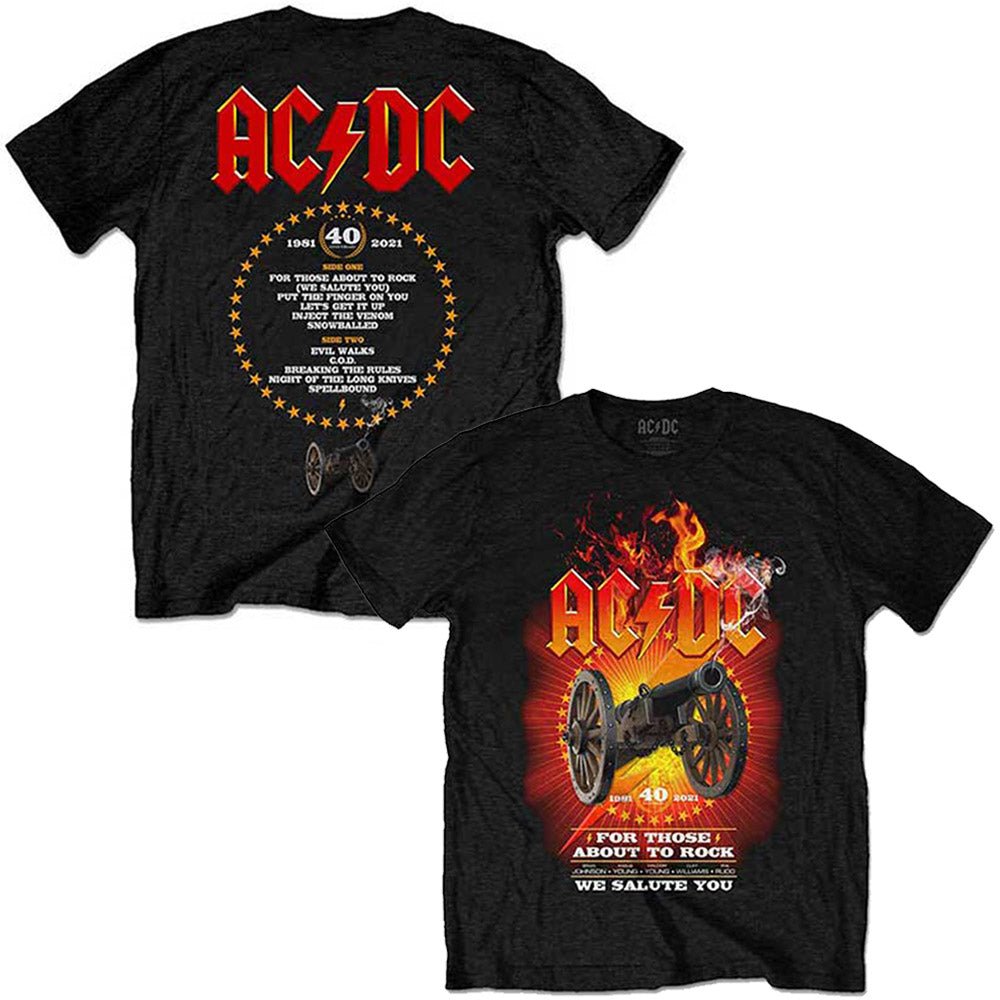 AC/DC エーシーディーシー (Back in Black 45周年 ) - FTATR 40th Flaming / バックプリントあり / Tシャツ / メンズ - PGS